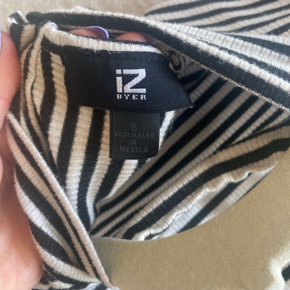 Striped Peplum High Neck Blouse - Picture 11 of 12